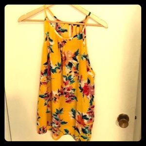 Papermoon yellow with pink flower tank